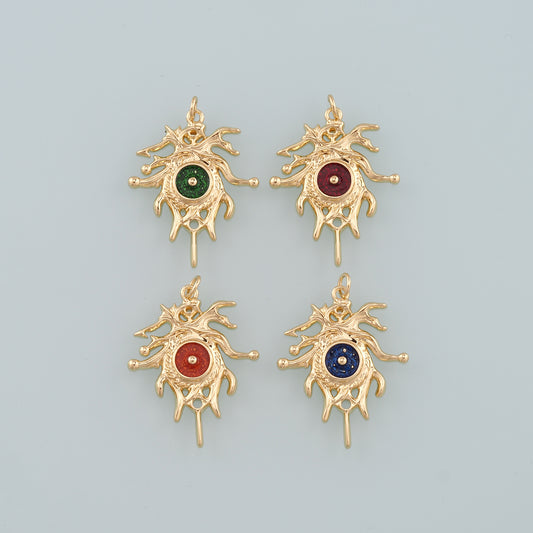 18K Gold Filled Evil Eye Pendant,Enamel Eye Charm Bracelet Necklace for DIY Jewelry Making Supply