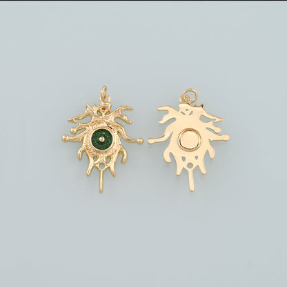 18K Gold Filled Evil Eye Pendant,Enamel Eye Charm Bracelet Necklace for DIY Jewelry Making Supply