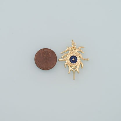 18K Gold Filled Evil Eye Pendant,Enamel Eye Charm Bracelet Necklace for DIY Jewelry Making Supply