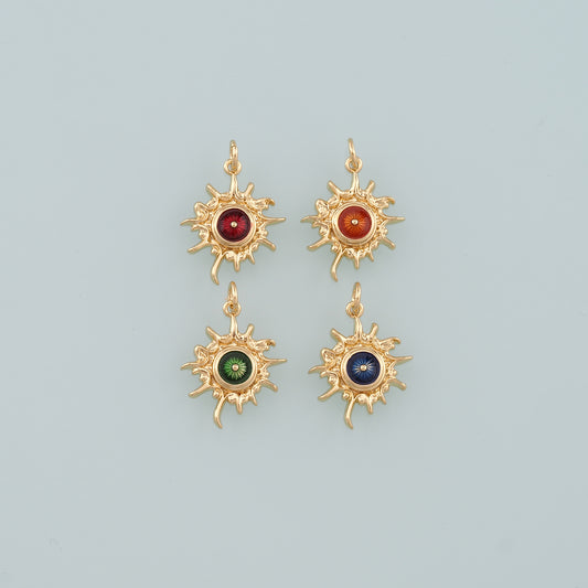 18K Gold Filled Evil Eye Pendant,Enamel Eye Charm Bracelet Necklace for DIY Jewelry Making Supply