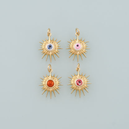 18K Gold Filled Evil Eye Pendant,Enamel Eye Charm Bracelet Necklace for DIY Jewelry Making Supply