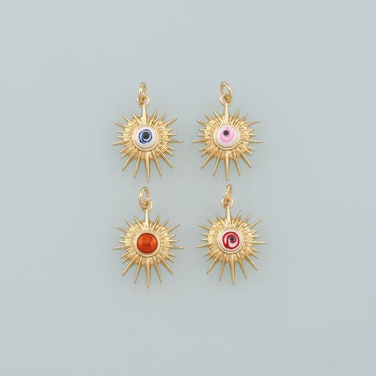 18K Gold Filled Evil Eye Pendant,Enamel Eye Charm Bracelet Necklace for DIY Jewelry Making Supply