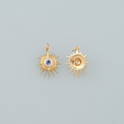18K Gold Filled Evil Eye Pendant,Enamel Eye Charm Bracelet Necklace for DIY Jewelry Making Supply
