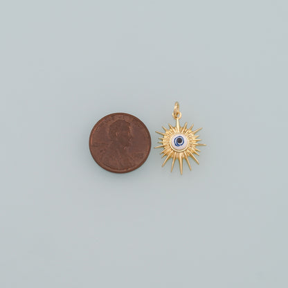 18K Gold Filled Evil Eye Pendant,Enamel Eye Charm Bracelet Necklace for DIY Jewelry Making Supply