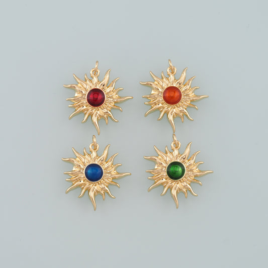Gold Sun Charms,18K Gold Filled Sun Pendant,Enmale Celestial Charm Bracelet Necklace for DIY Jewelry Making Supply