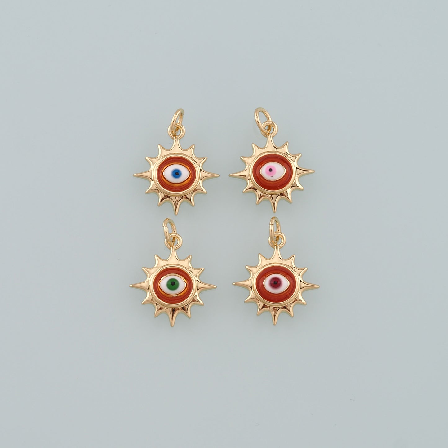 18K Gold Filled Evil Eye Pendant,Enamel Eye Charm Bracelet Necklace for DIY Jewelry Making Supply
