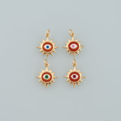 18K Gold Filled Evil Eye Pendant,Enamel Eye Charm Bracelet Necklace for DIY Jewelry Making Supply