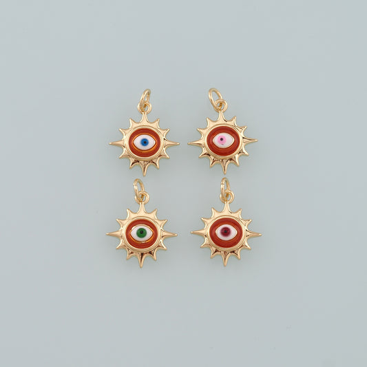 18K Gold Filled Evil Eye Pendant,Enamel Eye Charm Bracelet Necklace for DIY Jewelry Making Supply