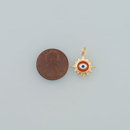 18K Gold Filled Evil Eye Pendant,Enamel Eye Charm Bracelet Necklace for DIY Jewelry Making Supply