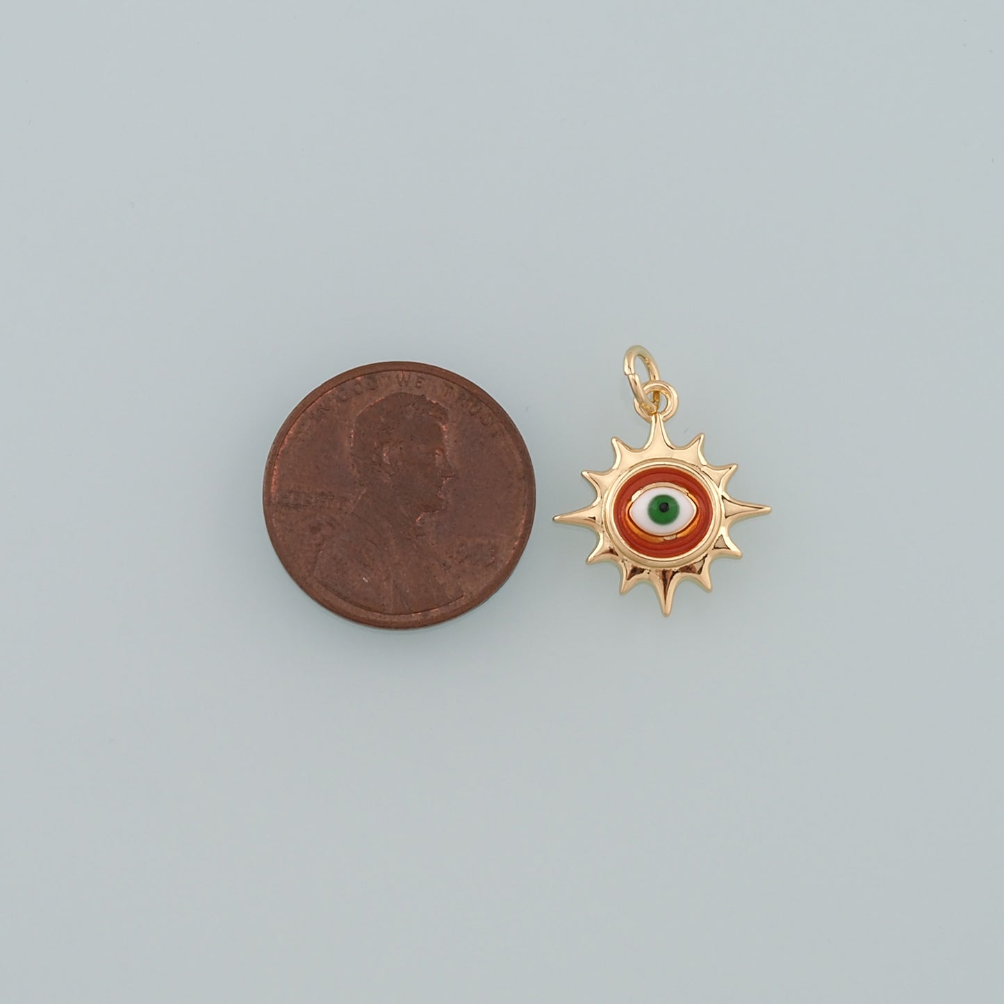 18K Gold Filled Evil Eye Pendant,Enamel Eye Charm Bracelet Necklace for DIY Jewelry Making Supply