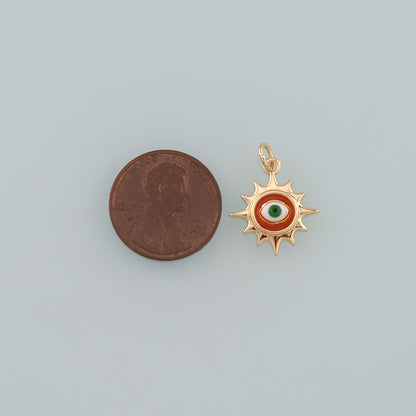 18K Gold Filled Evil Eye Pendant,Enamel Eye Charm Bracelet Necklace for DIY Jewelry Making Supply