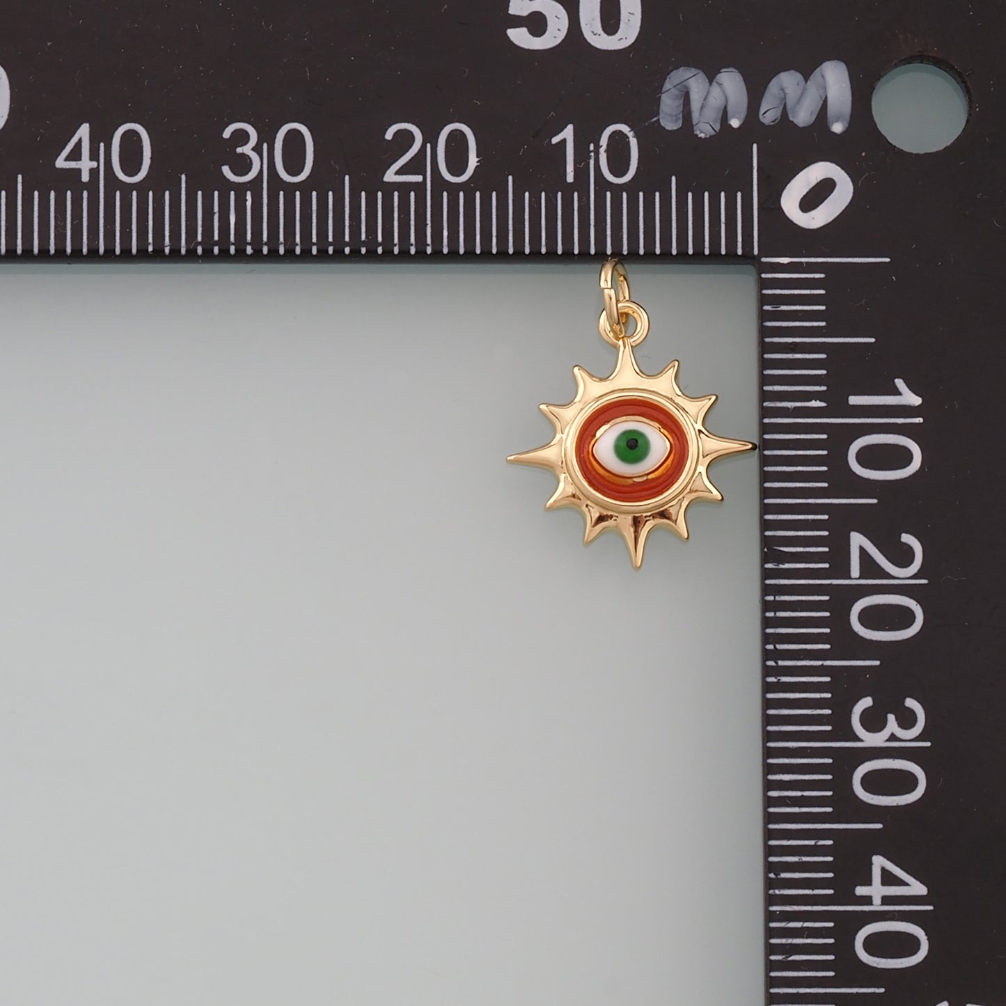 18K Gold Filled Evil Eye Pendant,Enamel Eye Charm Bracelet Necklace for DIY Jewelry Making Supply