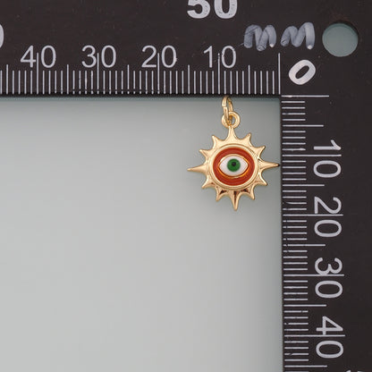 18K Gold Filled Evil Eye Pendant,Enamel Eye Charm Bracelet Necklace for DIY Jewelry Making Supply