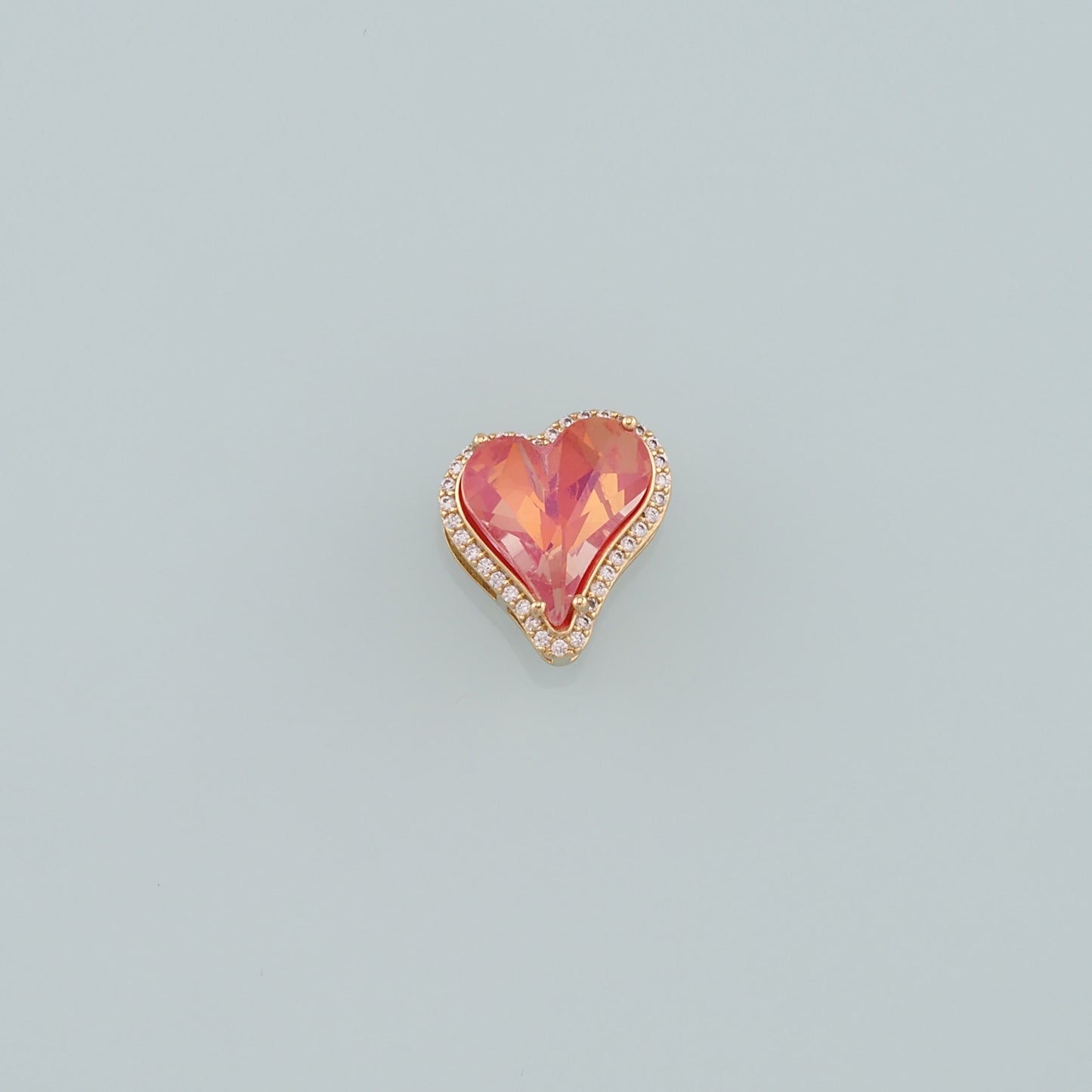 18K Gold Filled Heart Pendant,CZ Micro Pave Heart Charm Bracelet Necklace for DIY Jewelry Making Supply