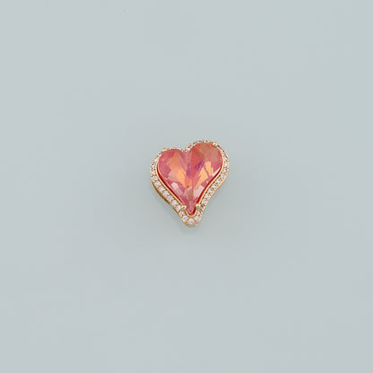 18K Gold Filled Heart Pendant,CZ Micro Pave Heart Charm Bracelet Necklace for DIY Jewelry Making Supply