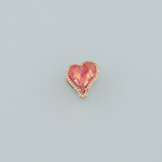18K Gold Filled Heart Pendant,CZ Micro Pave Heart Charm Bracelet Necklace for DIY Jewelry Making Supply