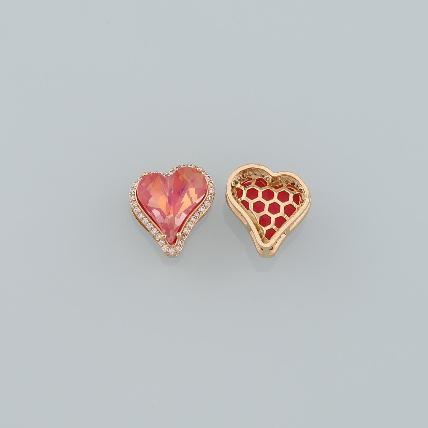 18K Gold Filled Heart Pendant,CZ Micro Pave Heart Charm Bracelet Necklace for DIY Jewelry Making Supply