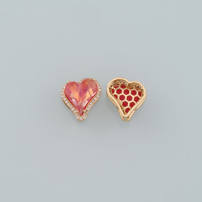 18K Gold Filled Heart Pendant,CZ Micro Pave Heart Charm Bracelet Necklace for DIY Jewelry Making Supply
