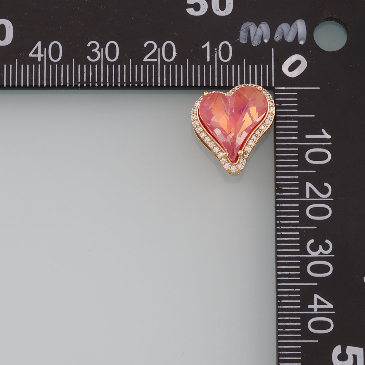 18K Gold Filled Heart Pendant,CZ Micro Pave Heart Charm Bracelet Necklace for DIY Jewelry Making Supply