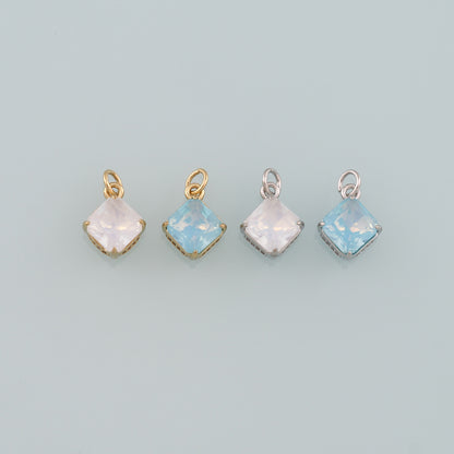 18K Gold Filled Rhombus Pendant,Crystal Rhombus Charm Bracelet Necklace for DIY Jewelry Making Supply