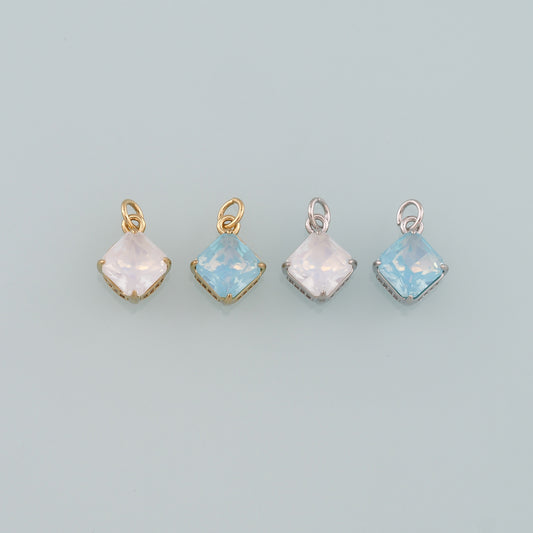 18K Gold Filled Rhombus Pendant,Crystal Rhombus Charm Bracelet Necklace for DIY Jewelry Making Supply