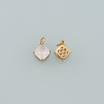 18K Gold Filled Rhombus Pendant,Crystal Rhombus Charm Bracelet Necklace for DIY Jewelry Making Supply