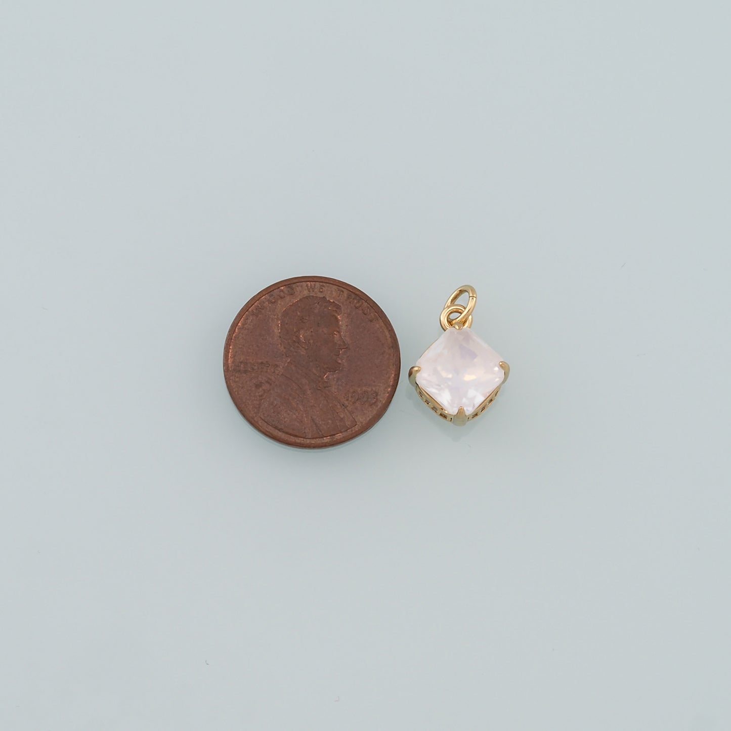 18K Gold Filled Rhombus Pendant,Crystal Rhombus Charm Bracelet Necklace for DIY Jewelry Making Supply