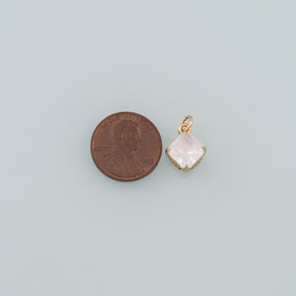 18K Gold Filled Rhombus Pendant,Crystal Rhombus Charm Bracelet Necklace for DIY Jewelry Making Supply