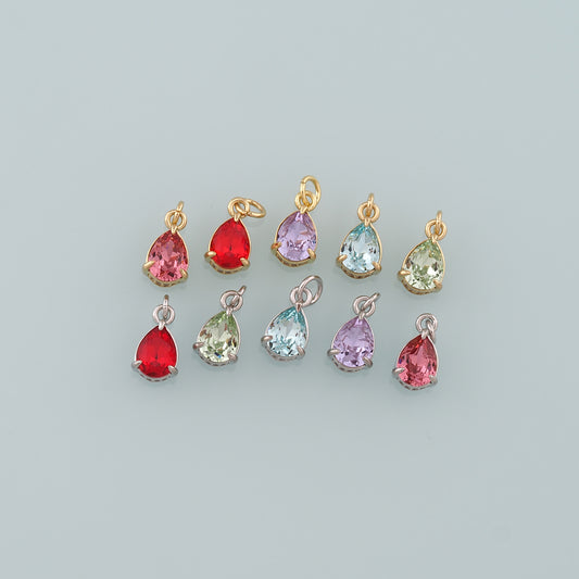 18K Gold Filled Teardrop Pendant,Crystal Teardrop Charm Bracelet Necklace for DIY Jewelry Making Supply