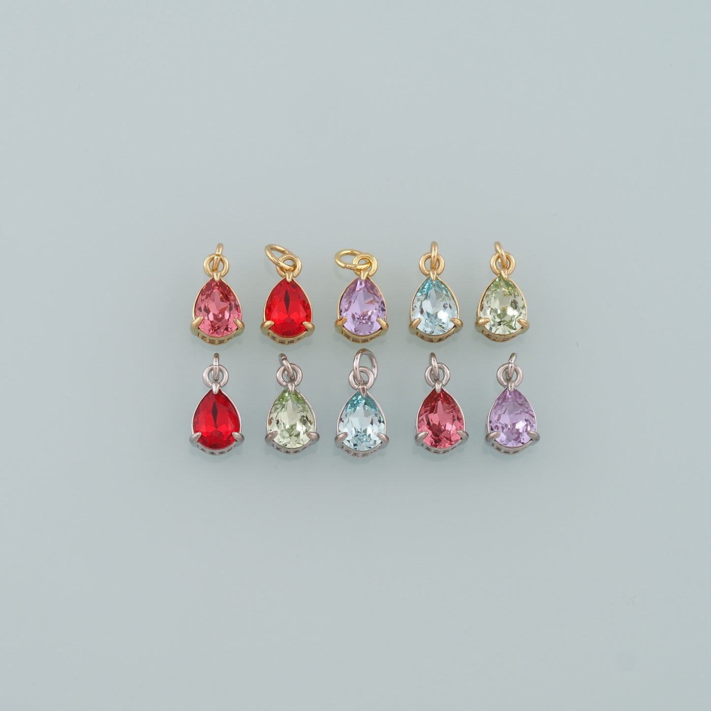 18K Gold Filled Teardrop Pendant,Crystal Teardrop Charm Bracelet Necklace for DIY Jewelry Making Supply