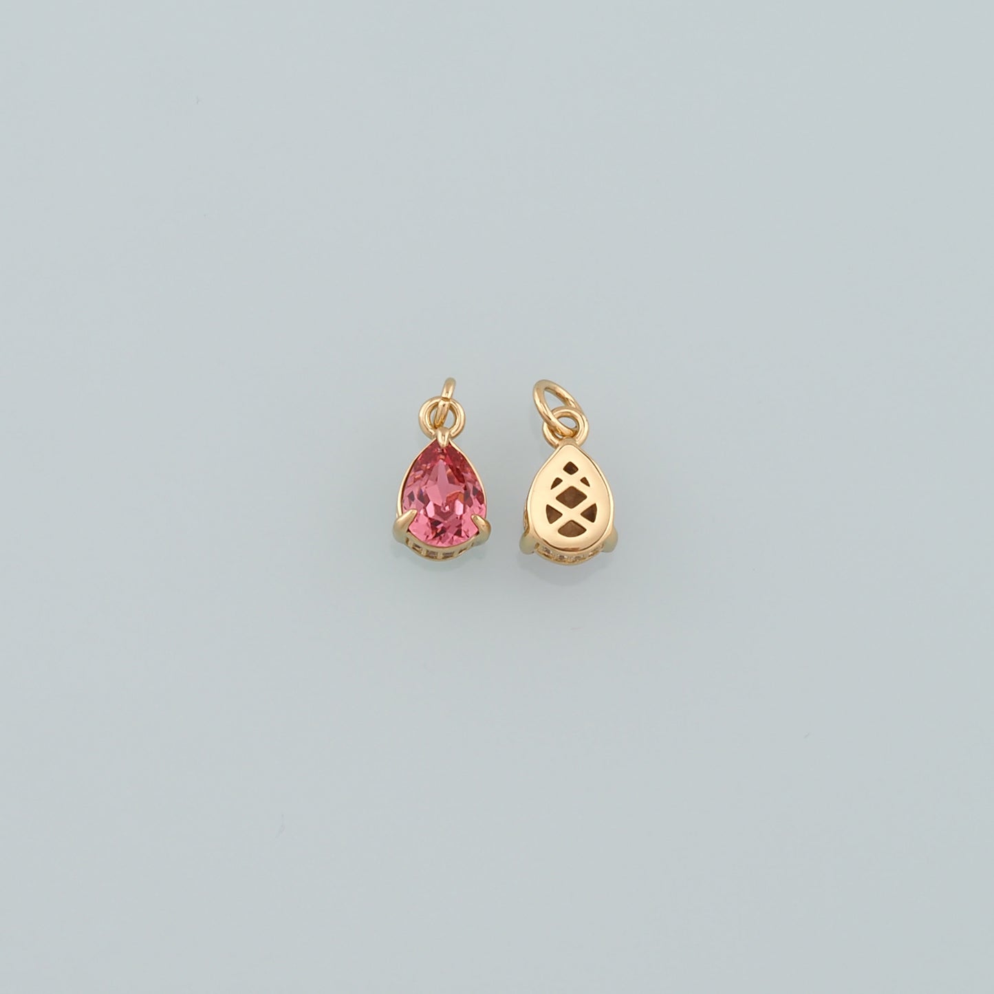 18K Gold Filled Teardrop Pendant,Crystal Teardrop Charm Bracelet Necklace for DIY Jewelry Making Supply