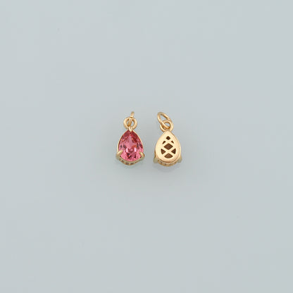 18K Gold Filled Teardrop Pendant,Crystal Teardrop Charm Bracelet Necklace for DIY Jewelry Making Supply
