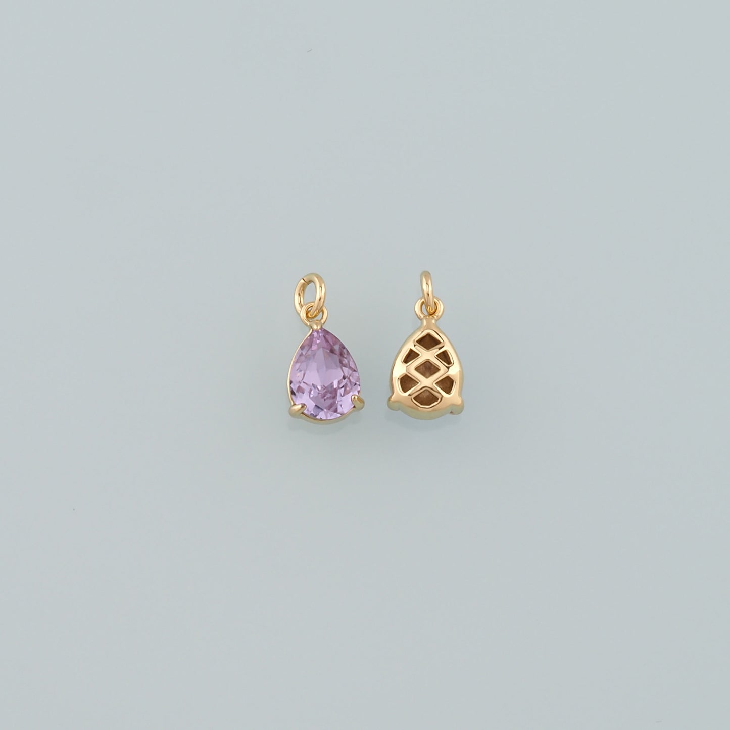 18K Gold Filled Teardrop Pendant,Crystal Teardrop Charm Bracelet Necklace for DIY Jewelry Making Supply