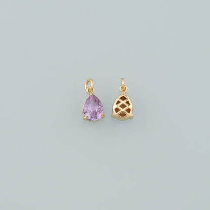 18K Gold Filled Teardrop Pendant,Crystal Teardrop Charm Bracelet Necklace for DIY Jewelry Making Supply
