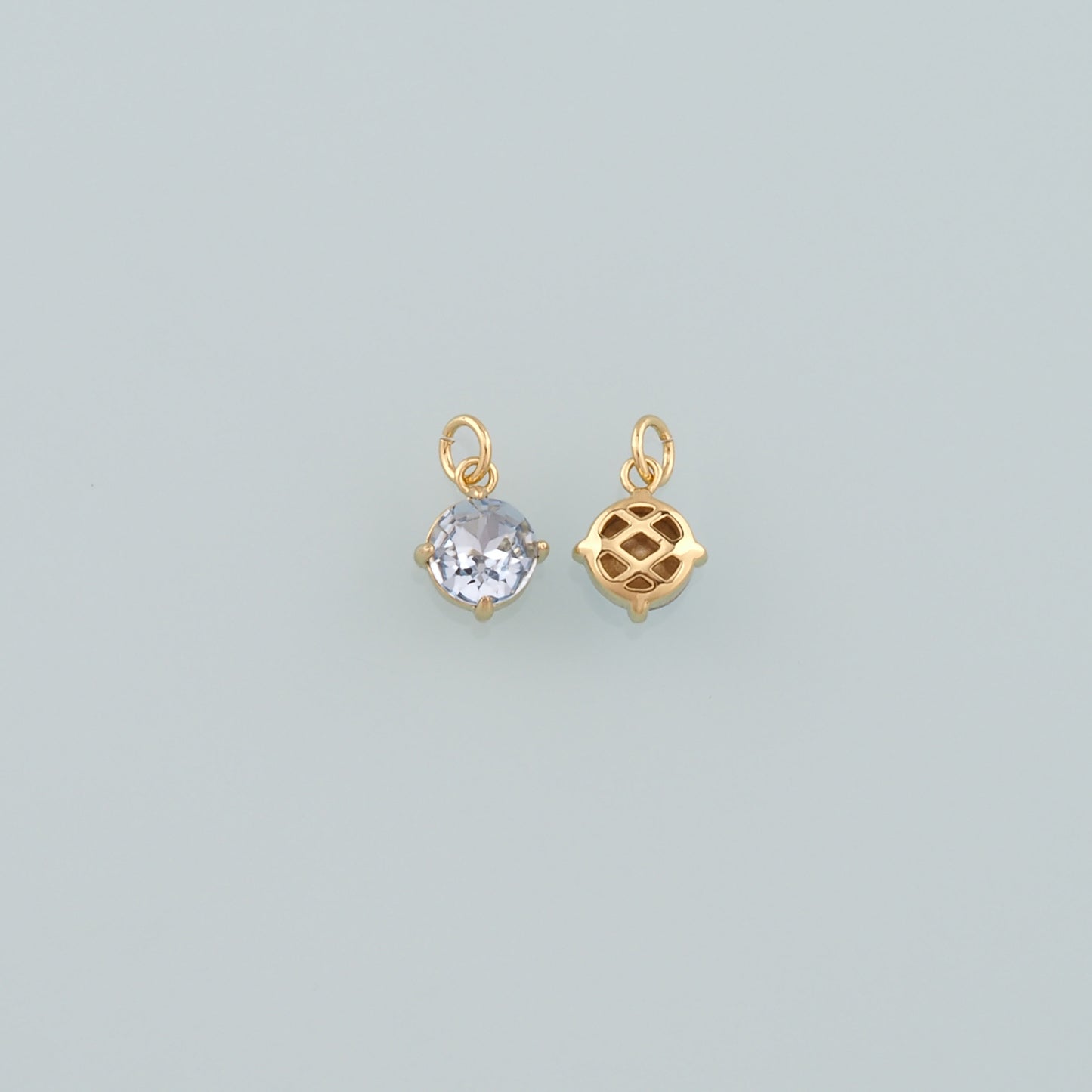 18K Gold Filled Round Pendant,Crystal Round Charm Bracelet Necklace for DIY Jewelry Making Supply