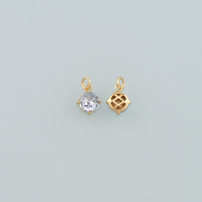 18K Gold Filled Round Pendant,Crystal Round Charm Bracelet Necklace for DIY Jewelry Making Supply
