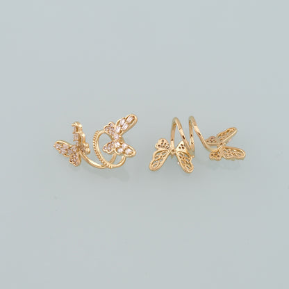 1pair 18K Gold Filled Butterfly Ear Clip,Gold Earrings,Dainty Earrings