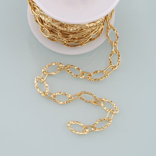 Gold Paper Clip Chain,18K Gold Filled Oval Chain for Necklace Bracelet DIY Jewelry Making Supply