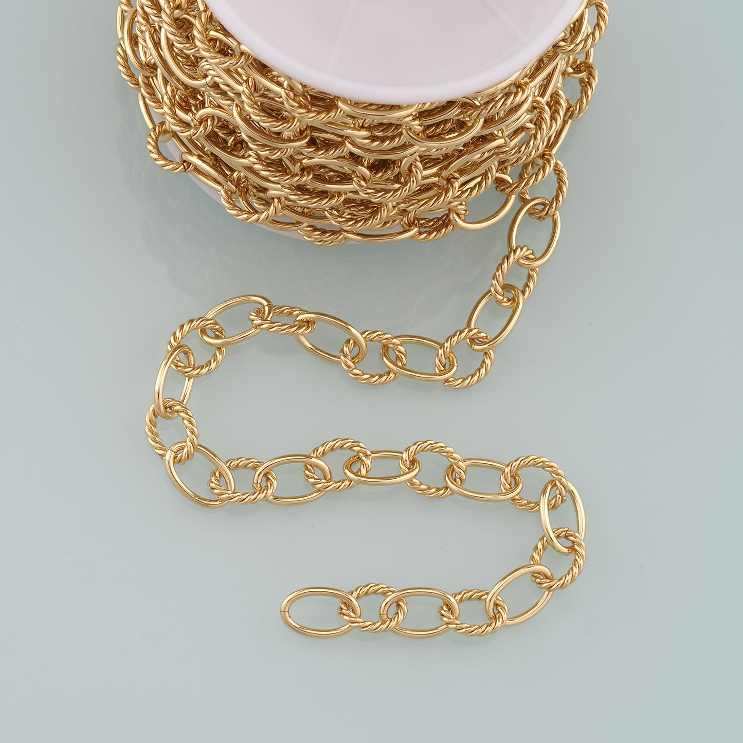 Gold Twist Chain,18K Gold Filled Oval Chain for Necklace Bracelet DIY Jewelry Making Supply