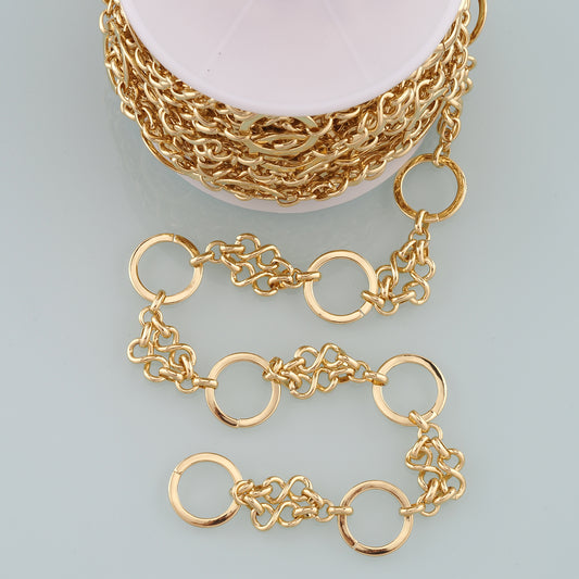 Gold Geometry Chain,18K Gold Filled Round Chain for Necklace Bracelet DIY Jewelry Making Supply