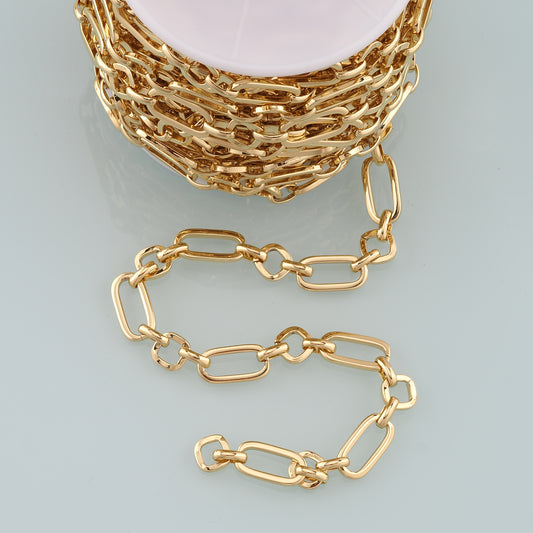 Gold Paper Clip Chain,18K Gold Filled Oval Chain for Necklace Bracelet DIY Jewelry Making Supply