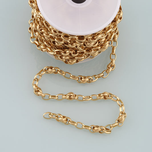 Gold Rollo Chain,18K Gold Filled Oval Chain for Necklace Bracelet DIY Jewelry Making Supply
