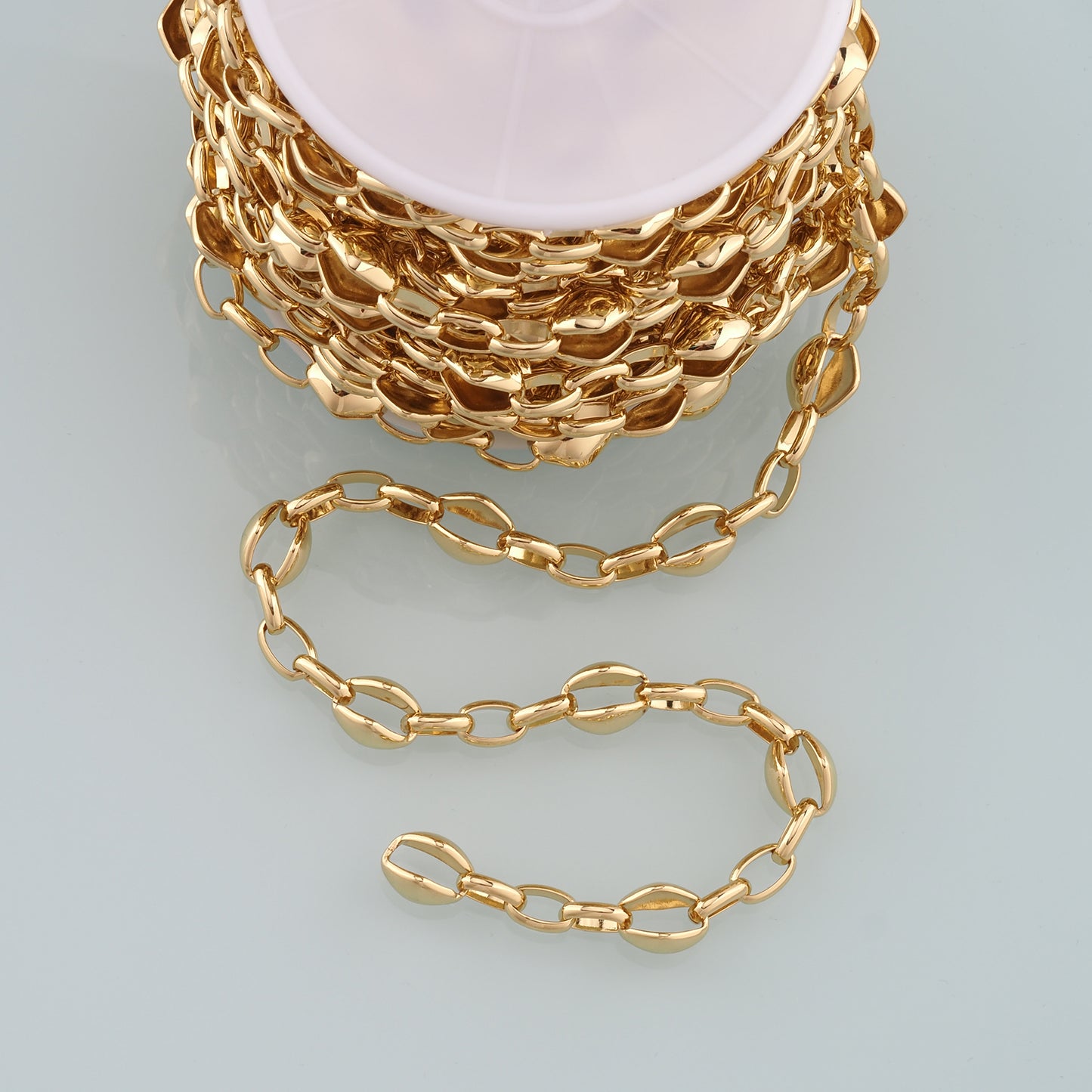 Gold Rollo Chain,18K Gold Filled Oval Chain for Necklace Bracelet DIY Jewelry Making Supply