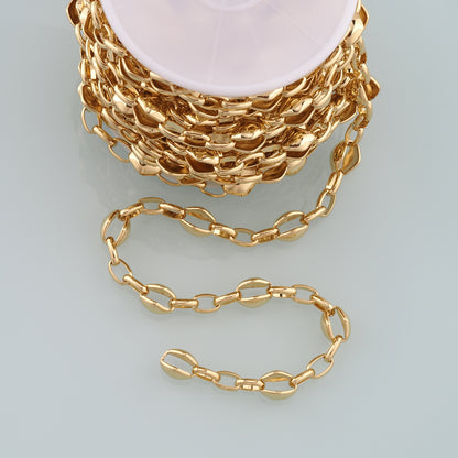 Gold Rollo Chain,18K Gold Filled Oval Chain for Necklace Bracelet DIY Jewelry Making Supply
