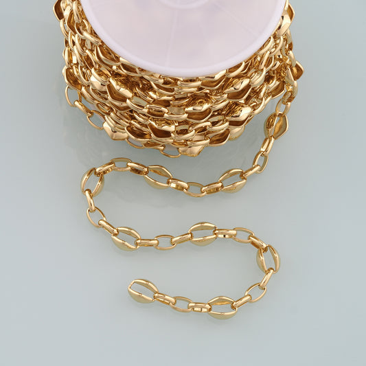 Gold Rollo Chain,18K Gold Filled Oval Chain for Necklace Bracelet DIY Jewelry Making Supply