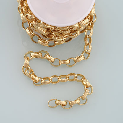 Gold Rollo Chain,18K Gold Filled Oval Chain for Necklace Bracelet DIY Jewelry Making Supply