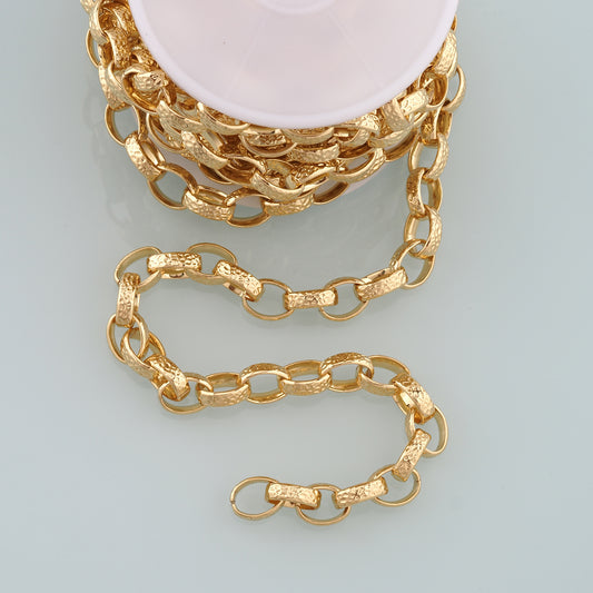 Gold Rollo Chain,18K Gold Filled Oval Chain for Necklace Bracelet DIY Jewelry Making Supply