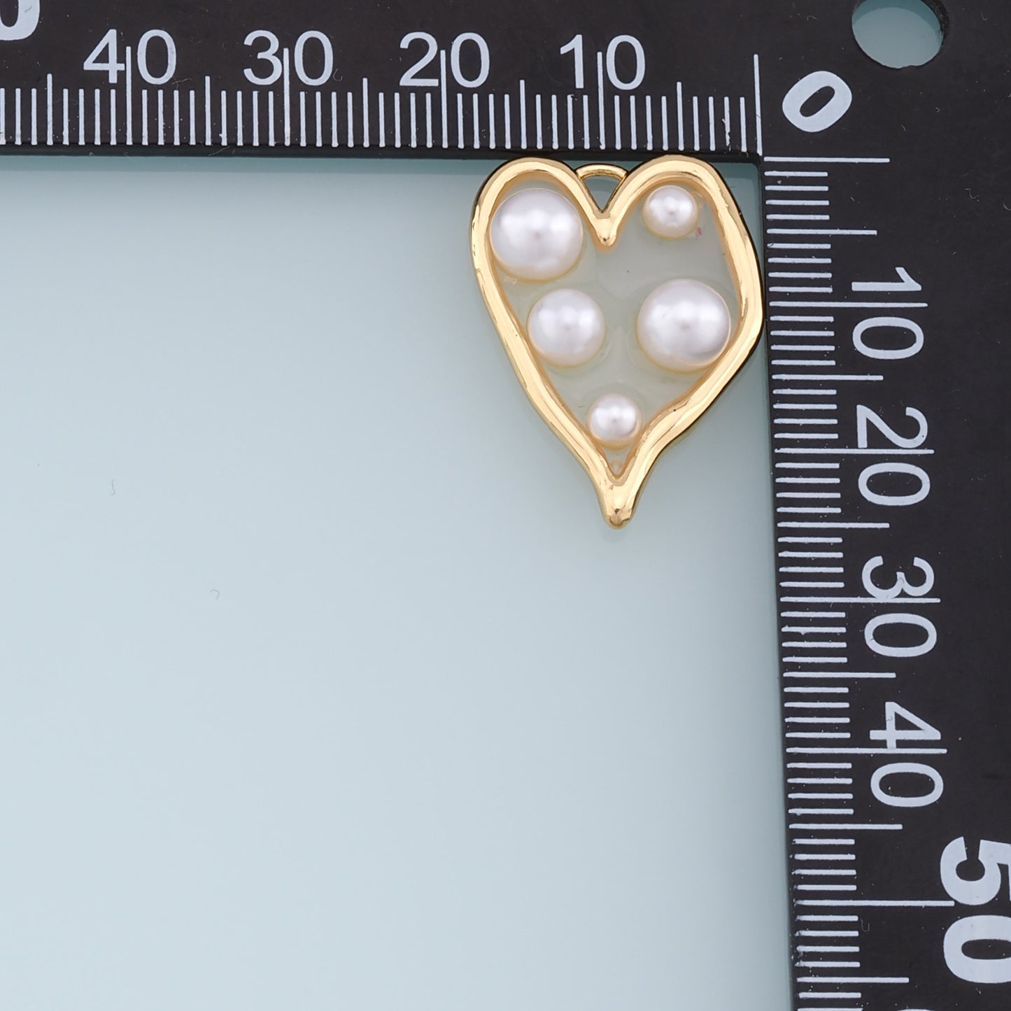 Gold Heart Pearl Charms,18K Gold Filled Clear Enamel Heart Pendant,Heart Love Charm Bracelet Necklace for DIY Jewelry Making Supply