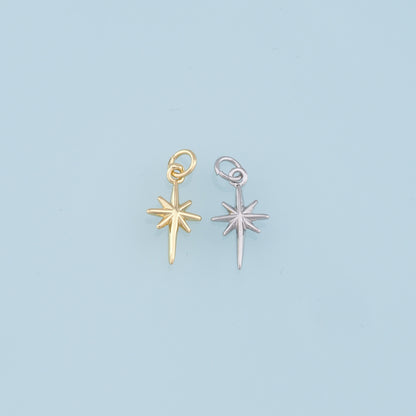 Gold Star Charms,18K Gold Filled Starburst Pendant,North Star Charm Bracelet Necklace for DIY Jewelry Making Supply
