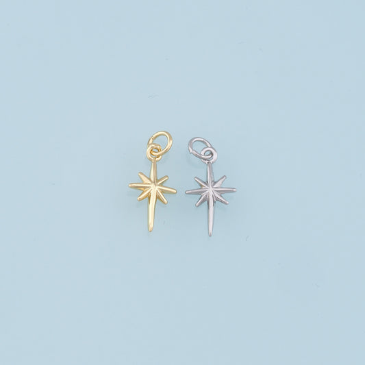 Gold Star Charms,18K Gold Filled Starburst Pendant,North Star Charm Bracelet Necklace for DIY Jewelry Making Supply